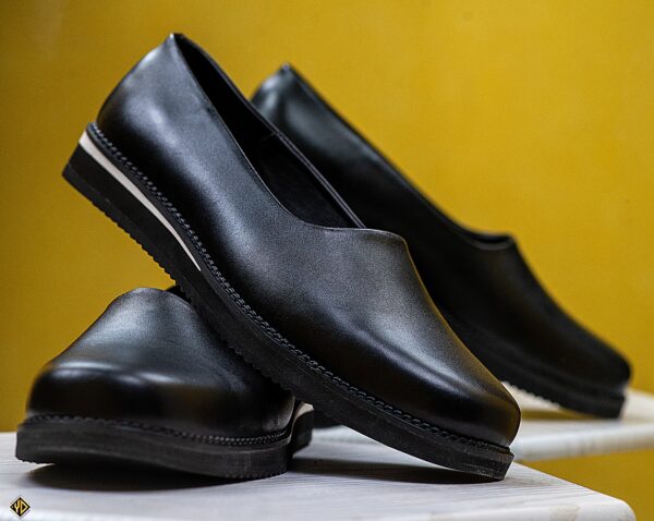 Leather Stylish Men Shoes Black Color - Image 4